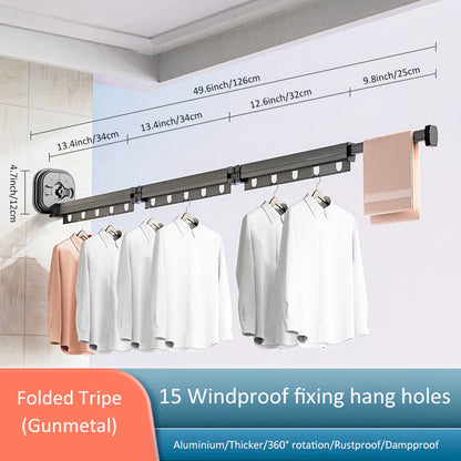 No Punching Wall Mounted Clothes Hanger Retractable