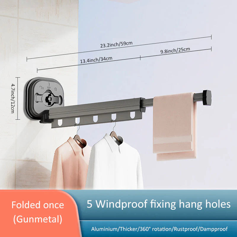 No Punching Wall Mounted Clothes Hanger Retractable