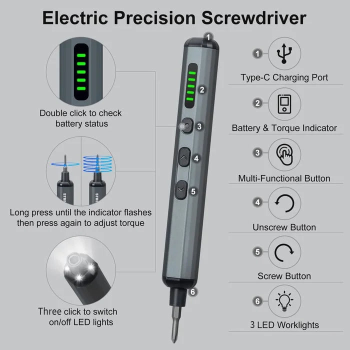 The Tresure Trove™ 68 In 1 Mini Precision Electric Screwdriver Set